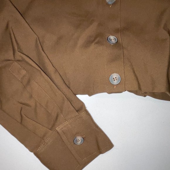 Zara Pleated Crop Top Button Up Shirt - Picture 7 of 10